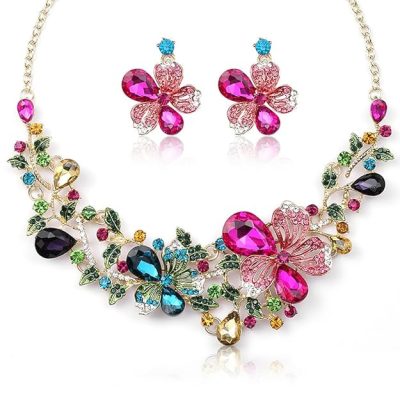 Shining Diva Fashion Necklace Jewellery Set for Women Latest Stylish Design Fancy Crystal
