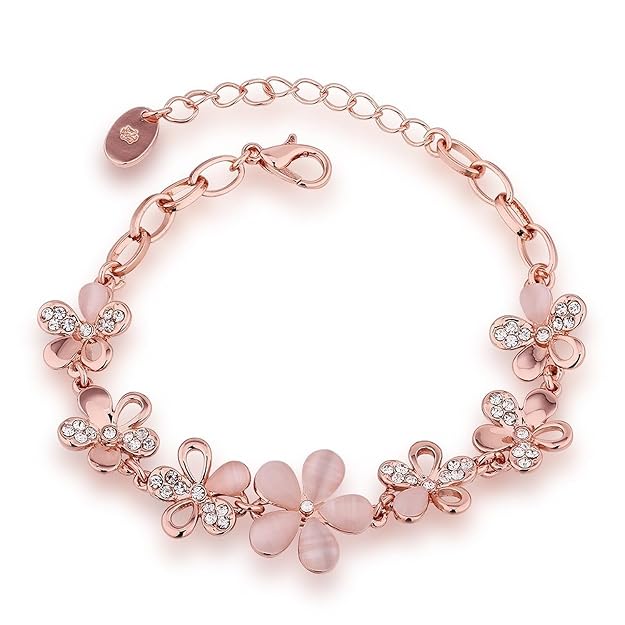 YouBella Jewellery Bracelets for Women Stylish Rose Gold Plated Crystal Bracelet Bangle Jewellery for Girls and Women
