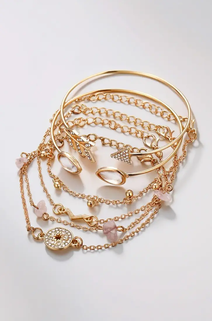 Diva Fashion Latest Stylish Multilayer Gold Plated Bangle Bracelet