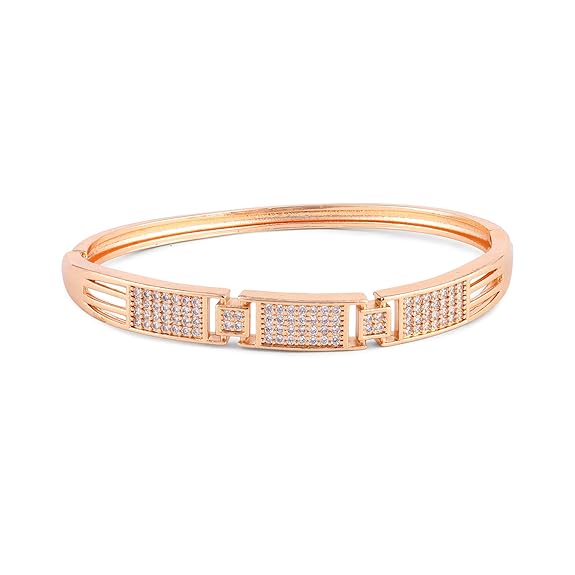 Rose Gold Plated Kada Bracelet with American Diamond for Women And Girls